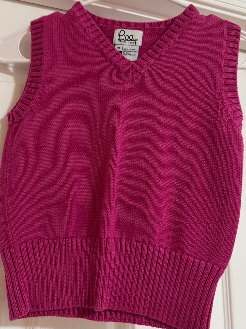 Lilly Pulitzer Bright Pink V-Neck Knit Sweater Vest